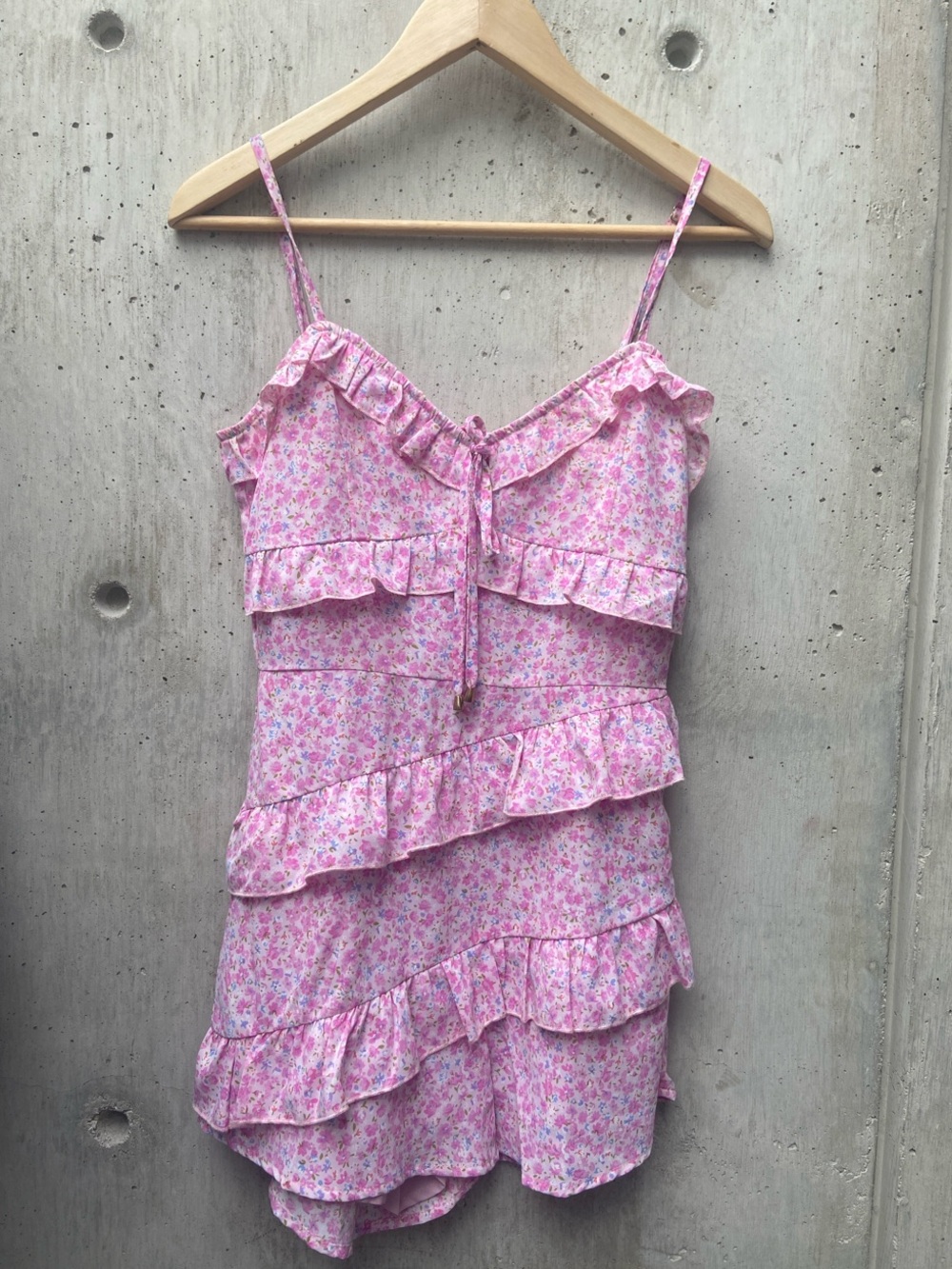 Beginning Boutique Pink Floral Ruffle Tie-Front Top